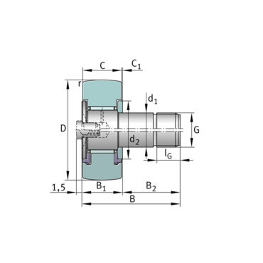 Kurvenrolle Zylindrisch Nadellager mit Käfig Serie: KR..X-NMT